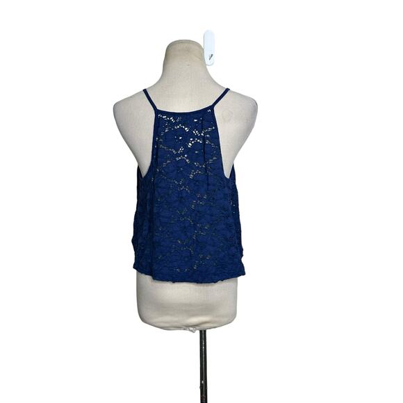 Express blue eyelet racer back tank top Cami Size M - Picture 2 of 11